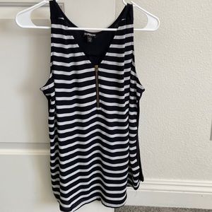 Express tank top striped black and white with zipper size medium